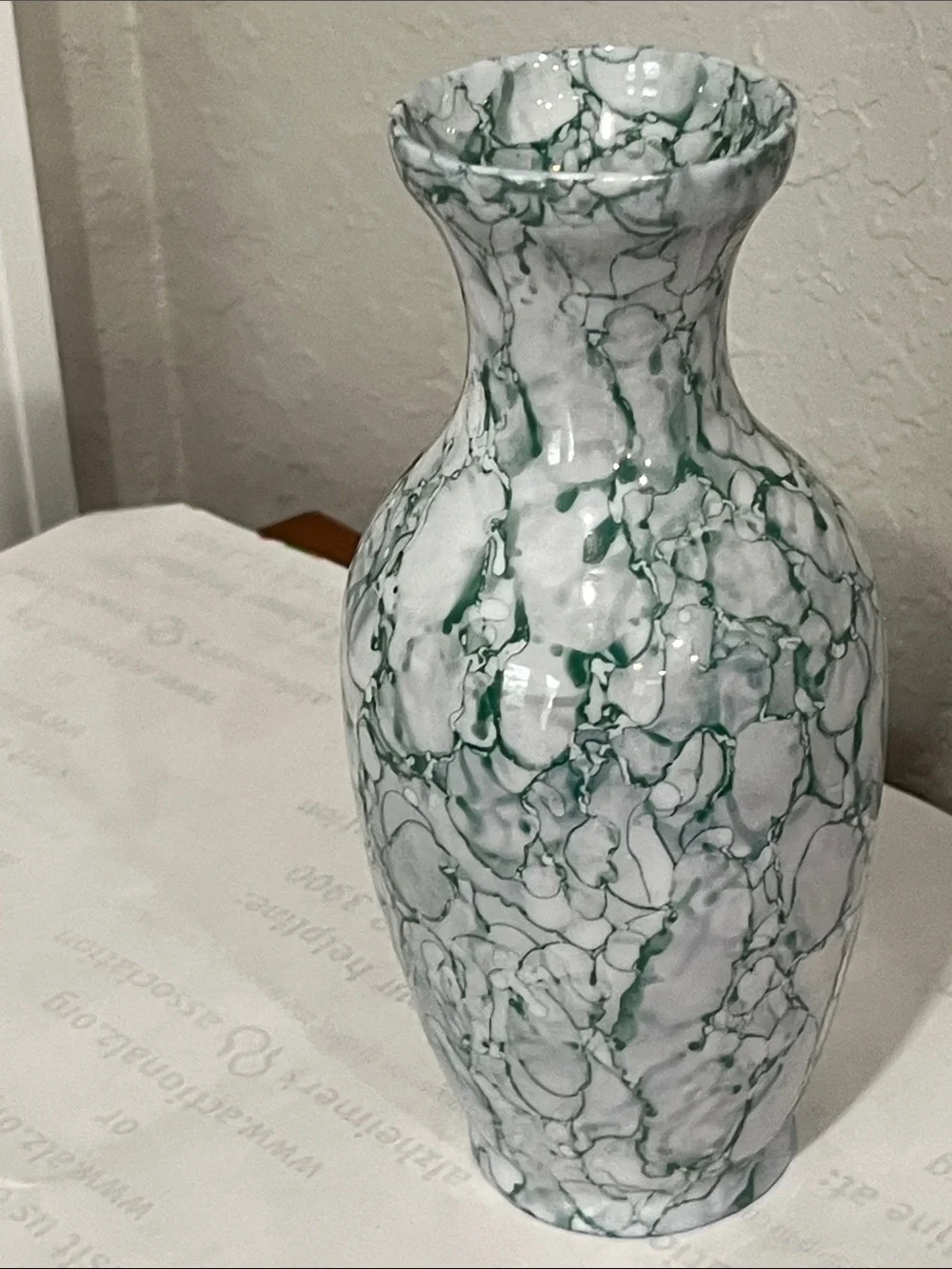 Maine Porcelain Green Marble  Vase by S Designs Brewer Maine